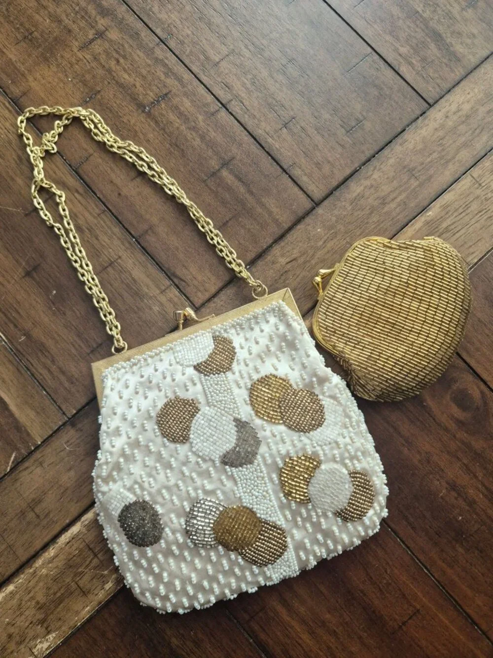Vintage Beaded Clutch & Gold Coin Purse Set